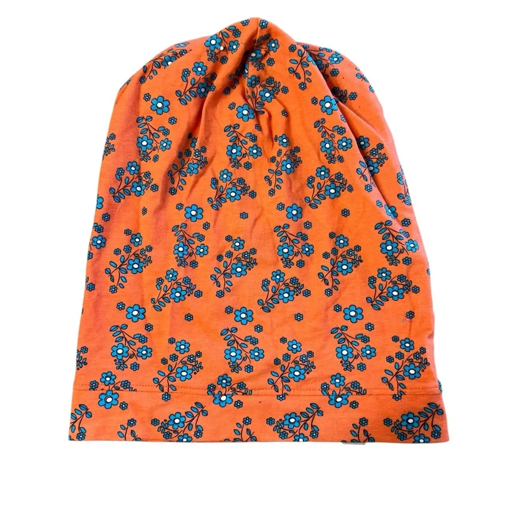 Alba Of Denmark 8-10Y Dragon Fire Garden Orange Floral Beanie Hat